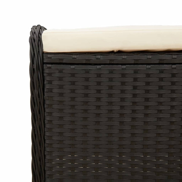 haveskammel med hynde 58x46x46 cm polyrattan sort