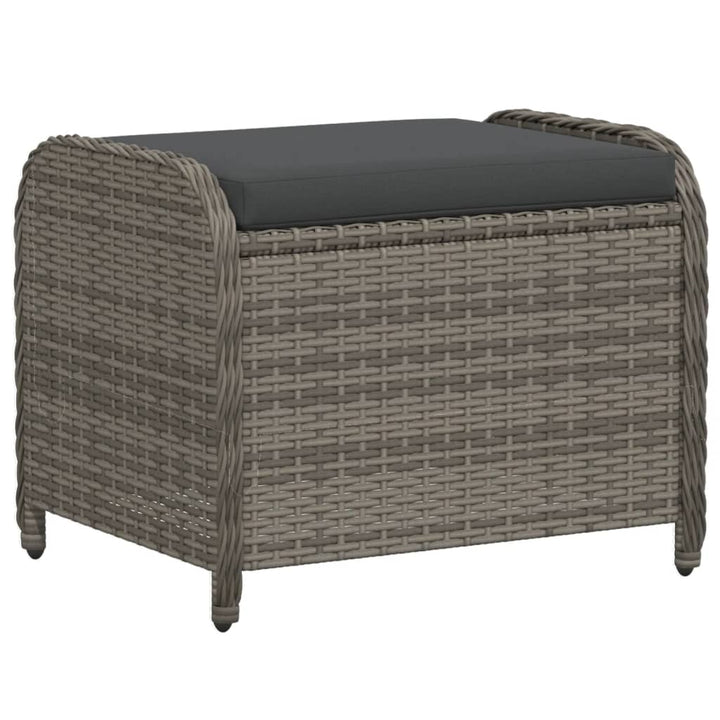 haveskammel med hynde 58x46x46 cm polyrattan grå