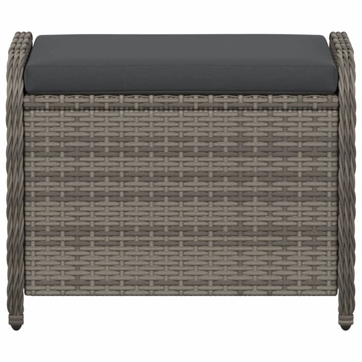 haveskammel med hynde 58x46x46 cm polyrattan grå