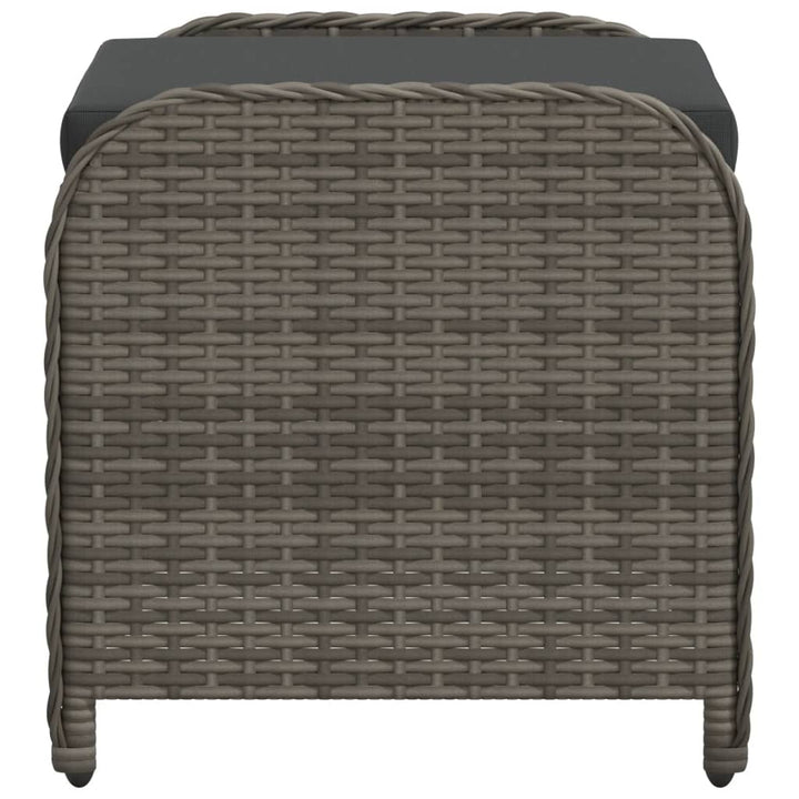 haveskammel med hynde 58x46x46 cm polyrattan grå