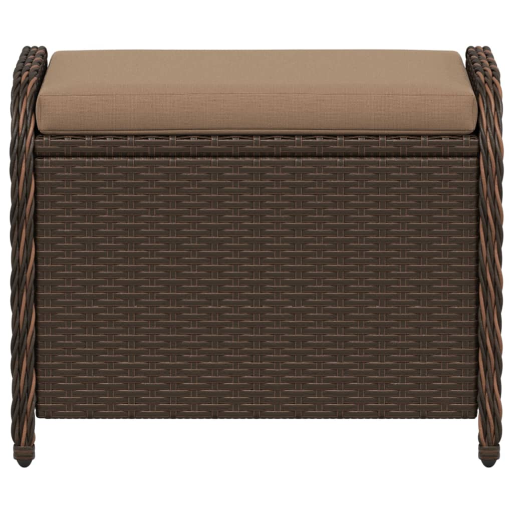 haveskammel med hynde 58x46x46 cm polyrattan brun