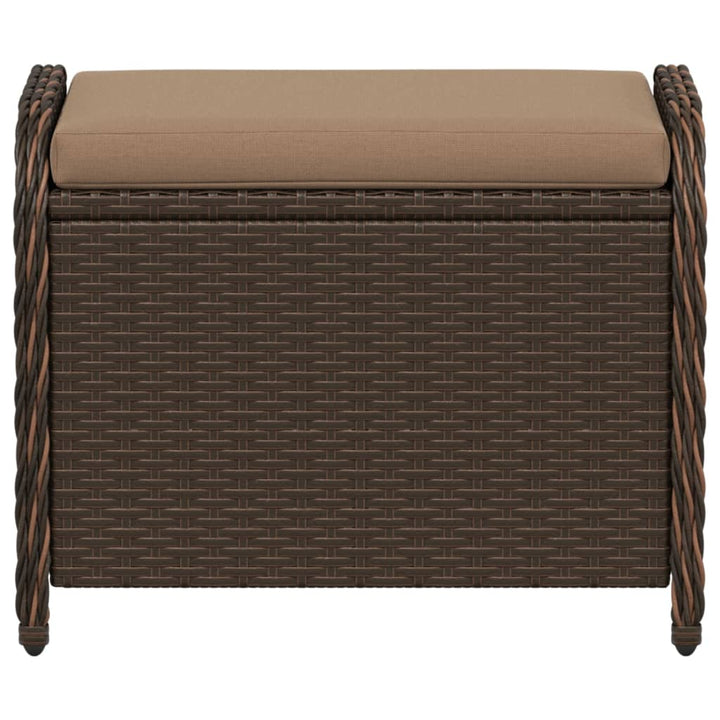 haveskammel med hynde 58x46x46 cm polyrattan brun