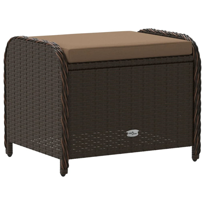 haveskammel med hynde 58x46x46 cm polyrattan brun