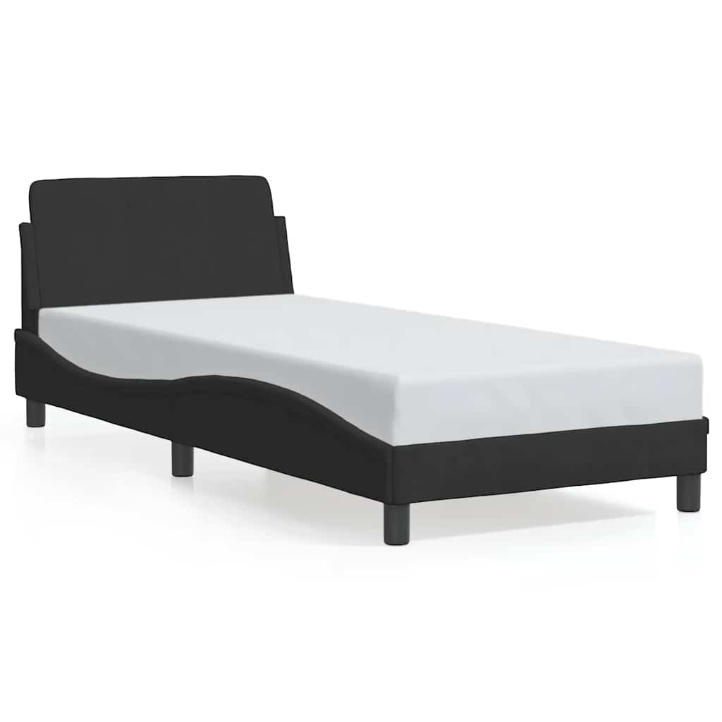 sengeramme med sengegavl Dover Sort 80x200 cm Fløjl