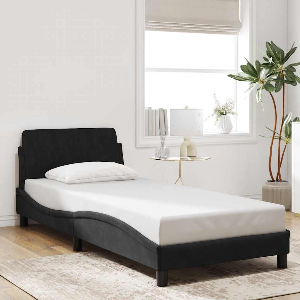 sengeramme med sengegavl Dover Sort 80x200 cm Fløjl