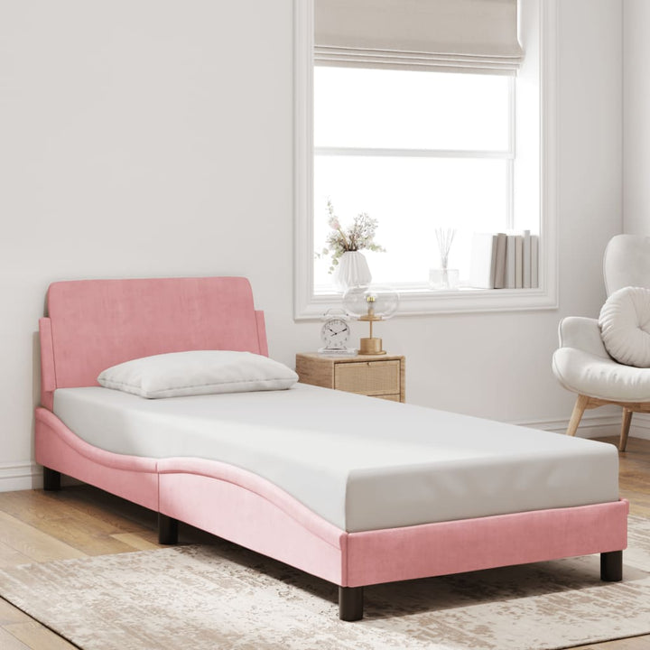 sengeramme med sengegavl Dover Pink 80x200 cm Fløjl