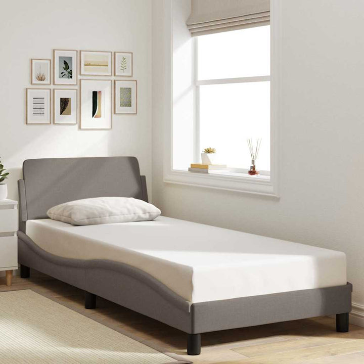 sengeramme med sengegavl Dover Taupe 90x190 cm Stof