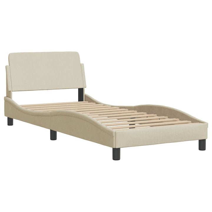 sengeramme med sengegavl Dover Creme 90x190 cm Stof