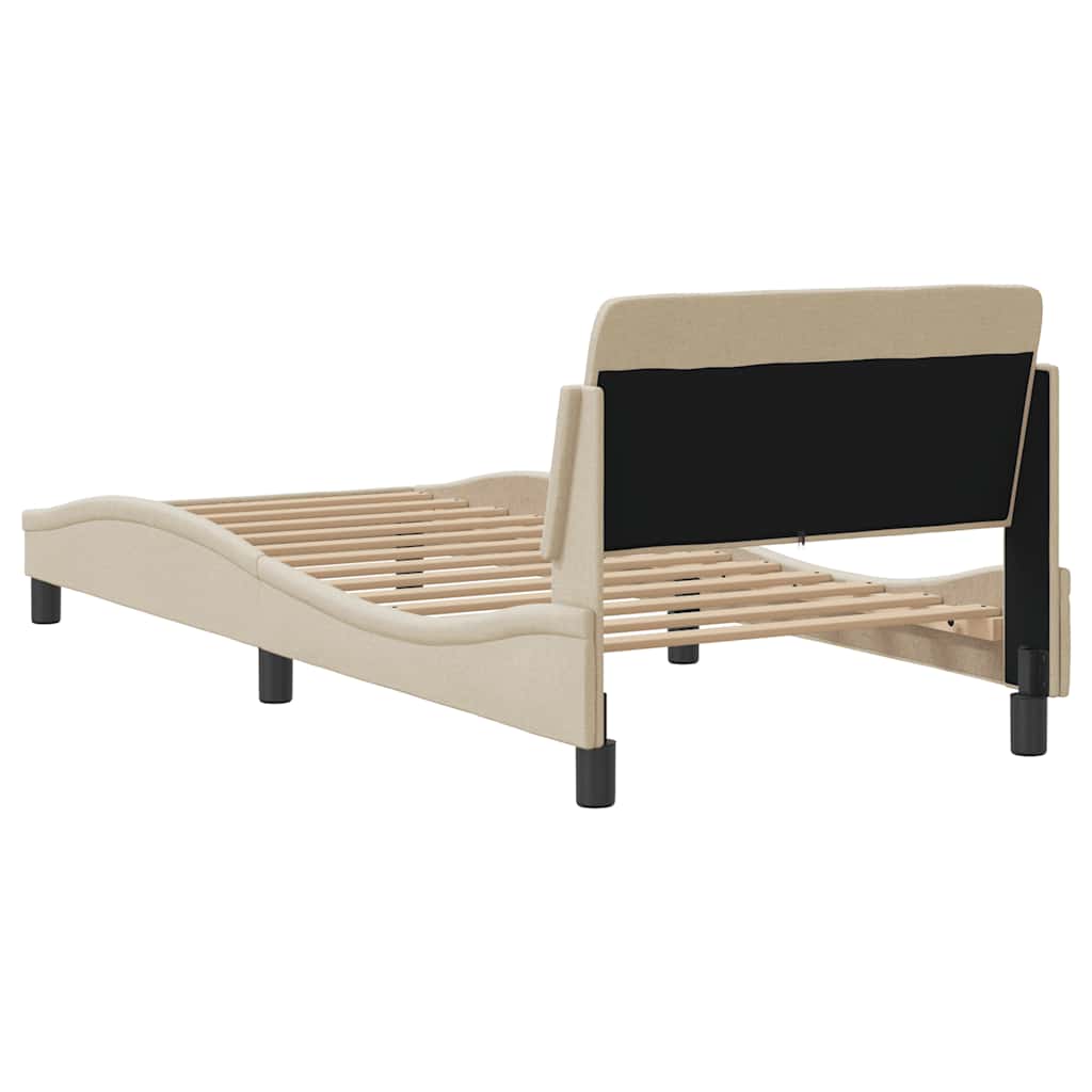 sengeramme med sengegavl Dover Creme 90x190 cm Stof
