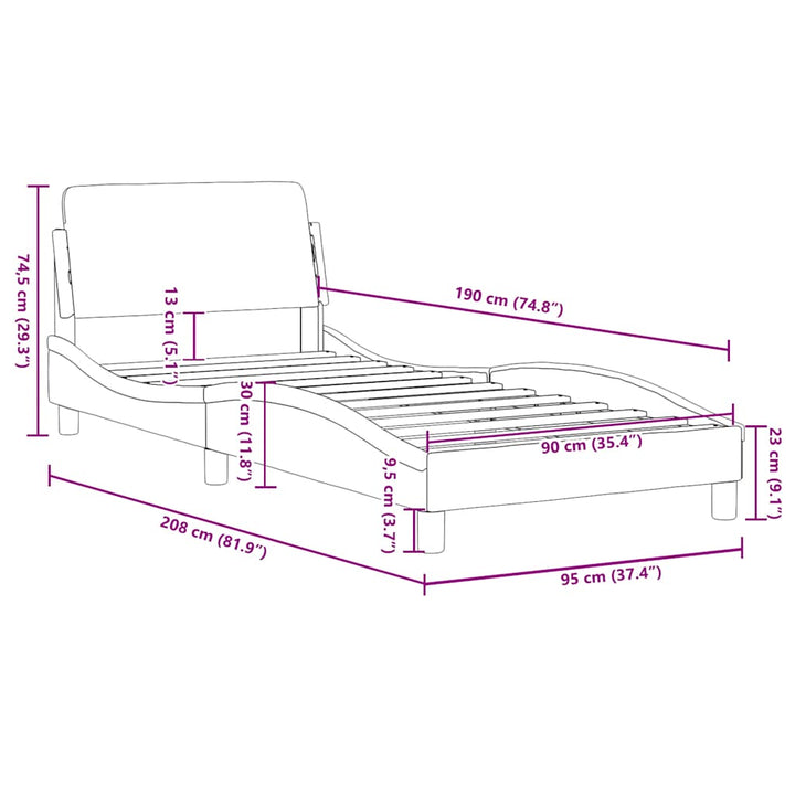 sengeramme med sengegavl Dover Creme 90x190 cm Stof