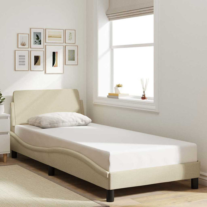 sengeramme med sengegavl Dover Creme 90x190 cm Stof