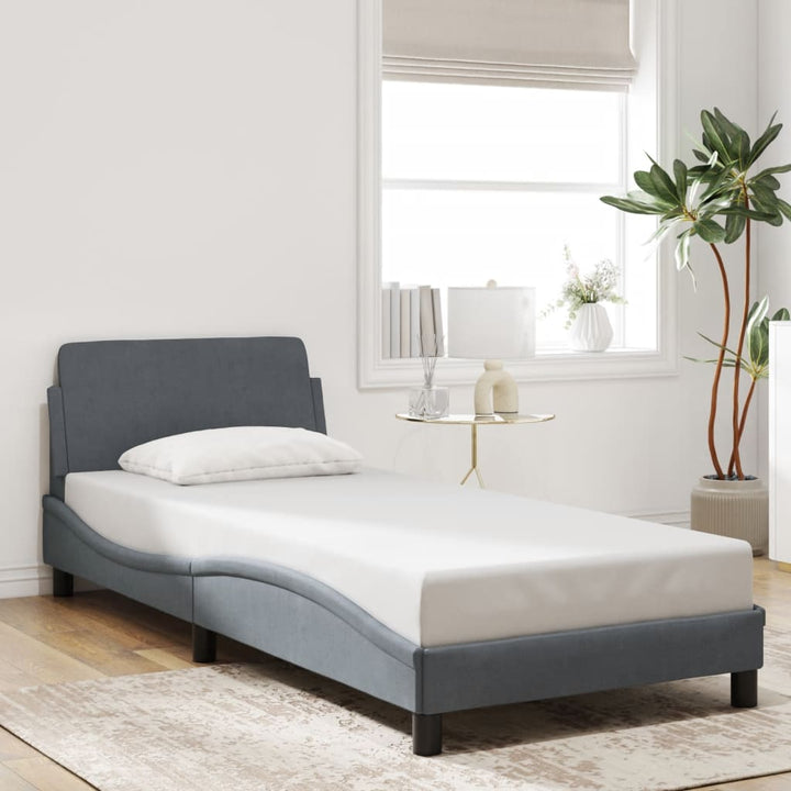 sengeramme Dover Mørkegrå 90x190 cm Fløjl