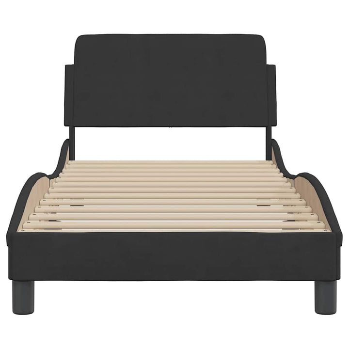 sengeramme med sengegavl Dover Sort 90x190 cm Fløjl