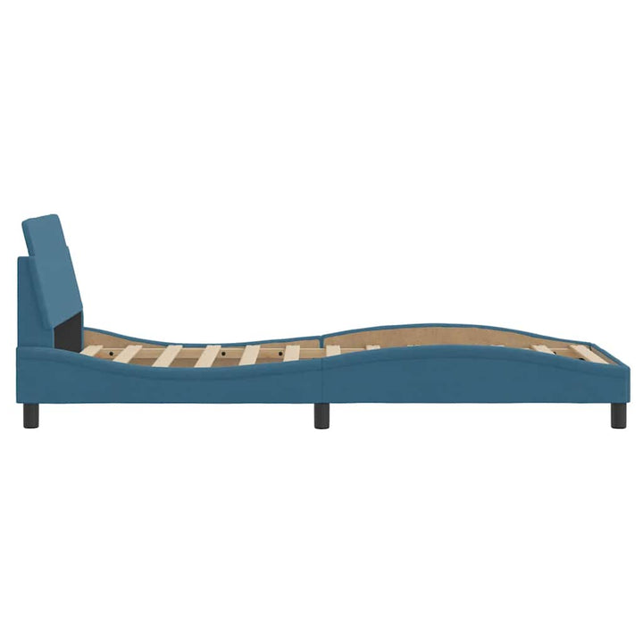 sengeramme med sengegavl Dover 90x190 cm fløjl blå