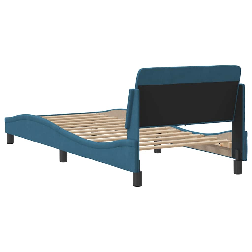 sengeramme med sengegavl Dover 90x190 cm fløjl blå
