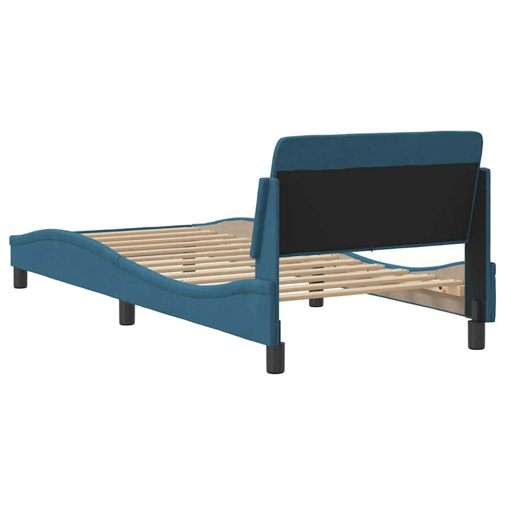sengeramme med sengegavl Dover 90x190 cm fløjl blå