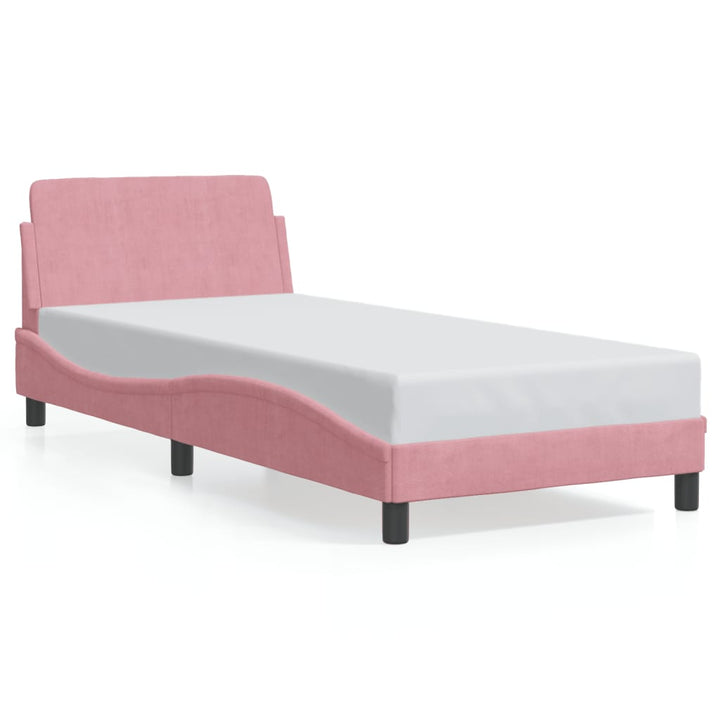 sengeramme med sengegavl Dover Pink 90x190 cm Fløjl