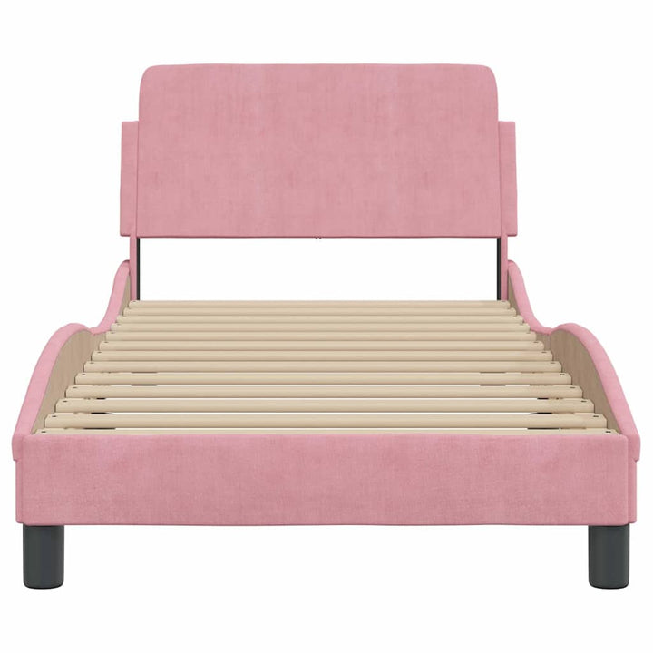 sengeramme med sengegavl Dover Pink 90x190 cm Fløjl