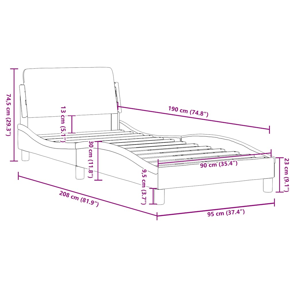 sengeramme Dover 90x190 cm kunstlæder sort