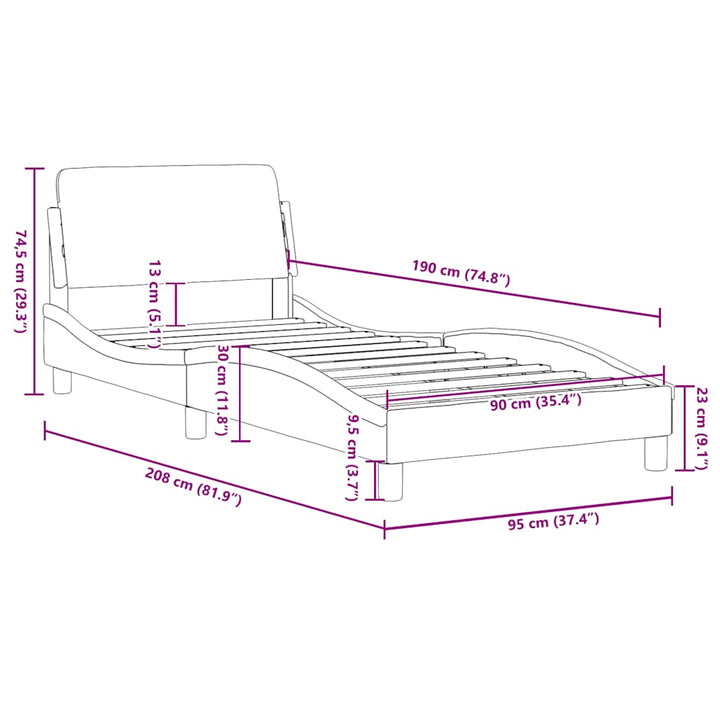 sengeramme Dover 90x190 cm kunstlæder hvid