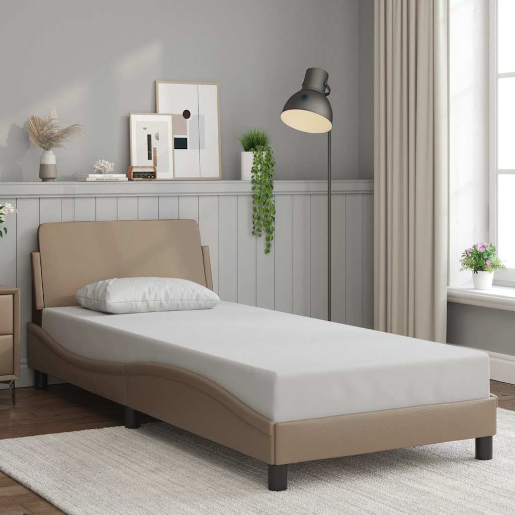 sengeramme Dover 90x190 cm kunstlæder cappuccinofarvet