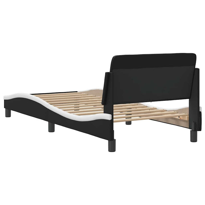 sengeramme Dover 90x190 cm kunstlæder sort og hvid