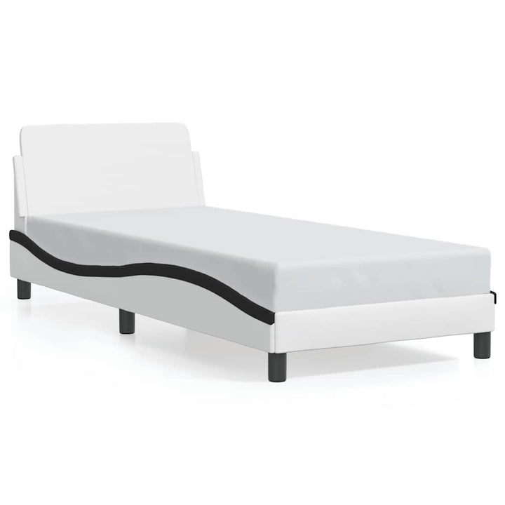 sengeramme Dover 90x190 cm kunstlæder sort og hvid