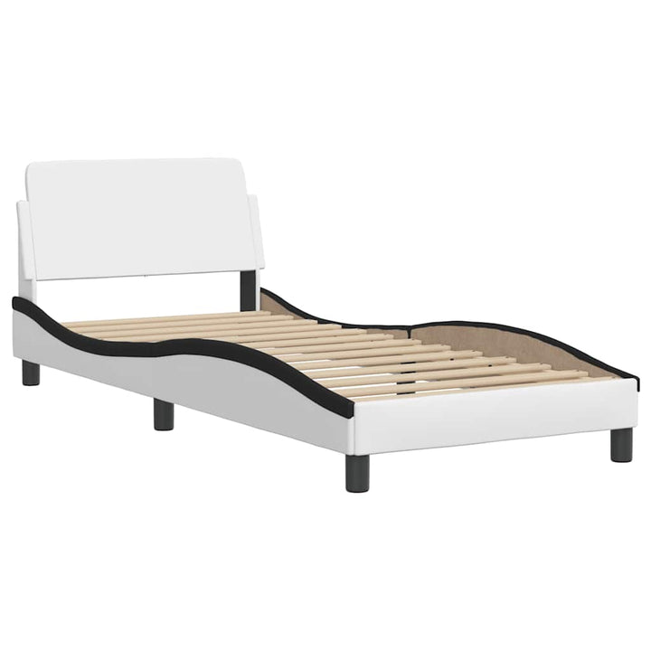 sengeramme Dover 90x190 cm kunstlæder sort og hvid