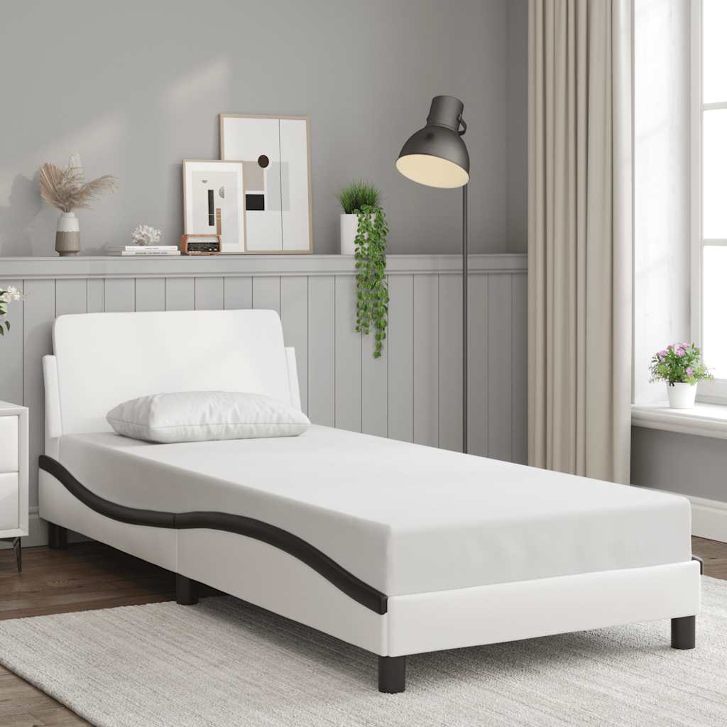 sengeramme Dover 90x190 cm kunstlæder sort og hvid