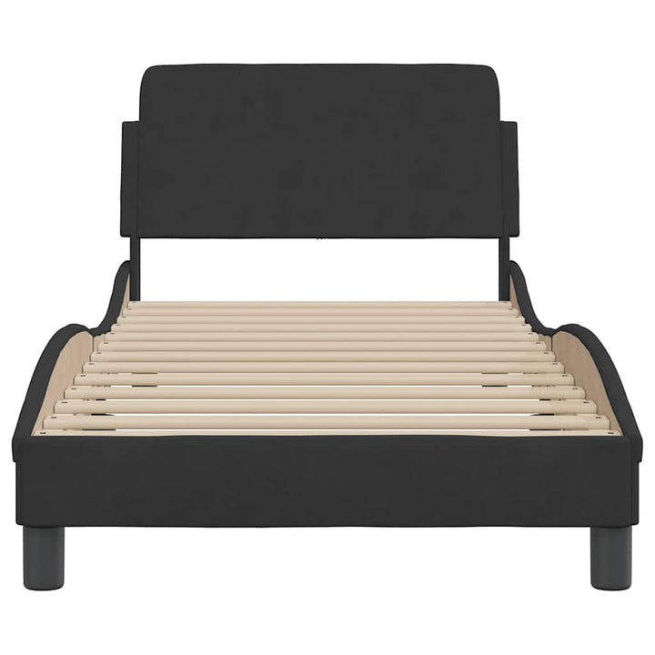 sengeramme med sengegavl Dover Sort 90x200 cm Fløjl
