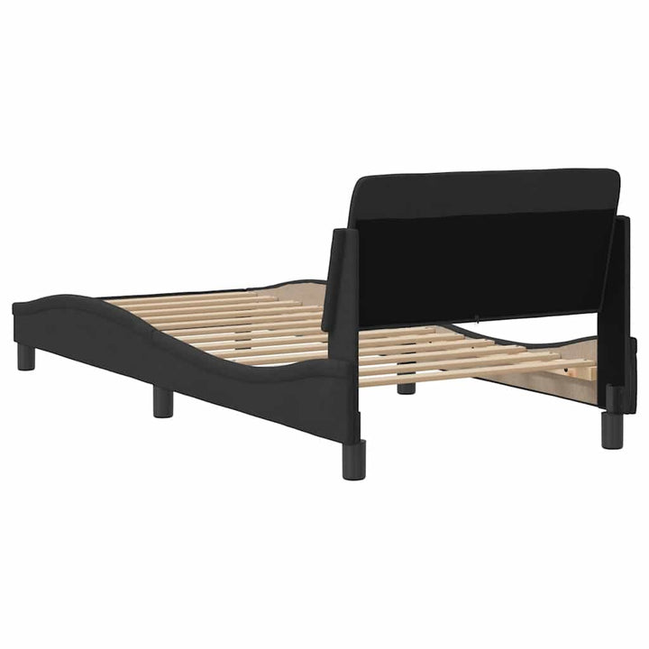 sengeramme med sengegavl Dover Sort 90x200 cm Fløjl