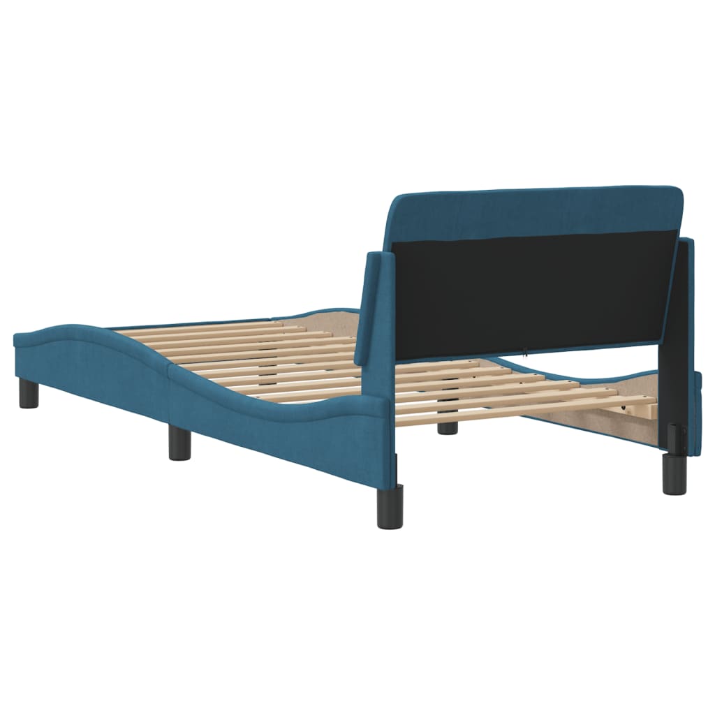 sengeramme med sengegavl Dover 90x200 cm fløjl blå