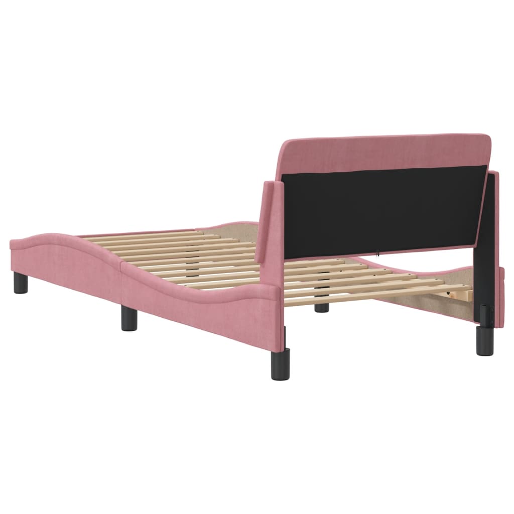 sengeramme med sengegavl Dover Pink 90x200 cm Fløjl