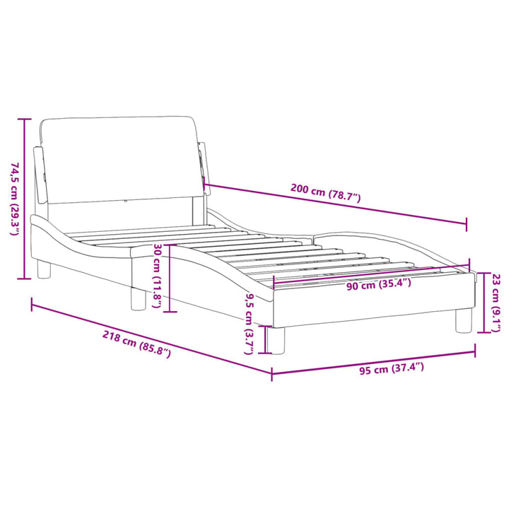 sengeramme med sengegavl Dover Pink 90x200 cm Fløjl