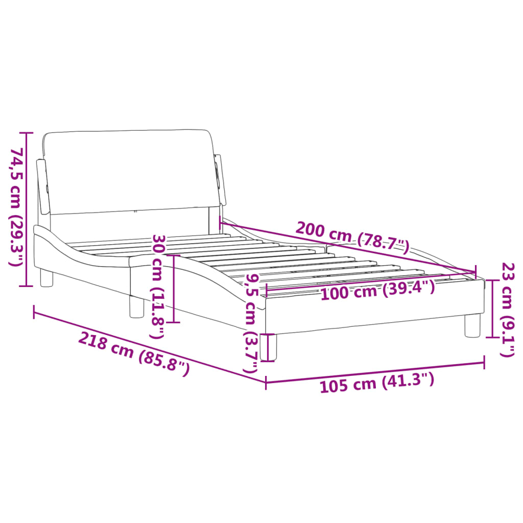 sengeramme Dover Sort 100x200 cm Stof