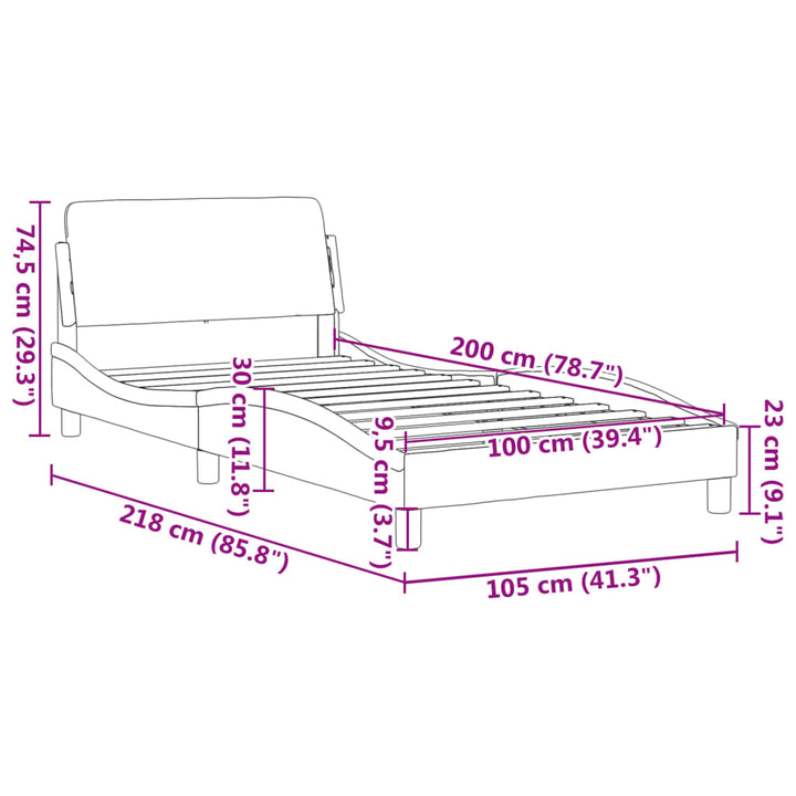 sengeramme Dover Sort 100x200 cm Stof