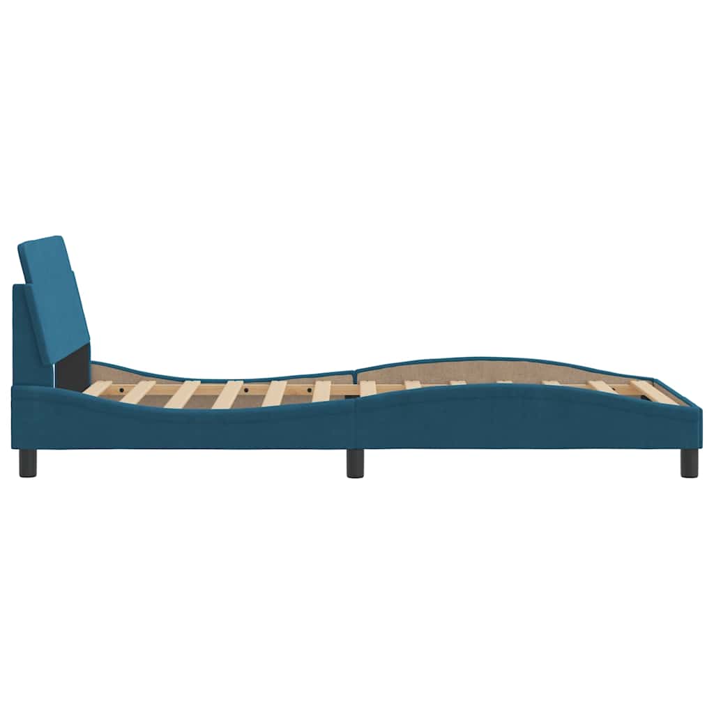 sengeramme med sengegavl Dover 100x200 cm fløjl blå