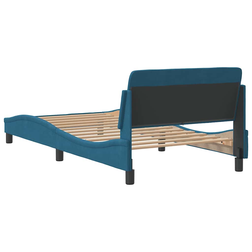 sengeramme med sengegavl Dover 100x200 cm fløjl blå