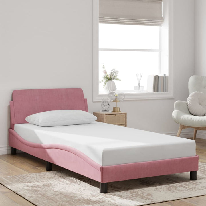 sengeramme med sengegavl Dover Pink 100x200 cm Fløjl