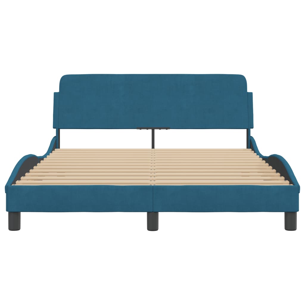 sengeramme med sengegavl Dover 120x200 cm velour blå