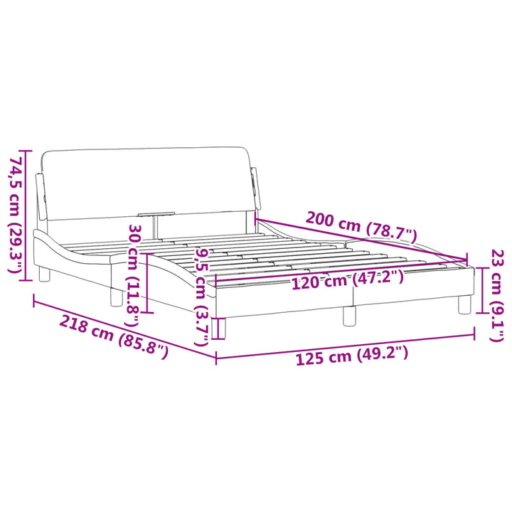 sengeramme Dover 120x200 cm kunstlæder sort og hvid