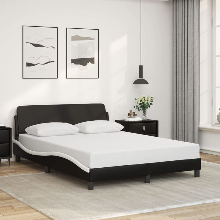 sengeramme Dover 120x200 cm kunstlæder sort og hvid