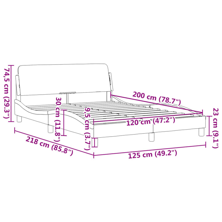 sengeramme Dover 120x200 cm kunstlæder hvid og sort