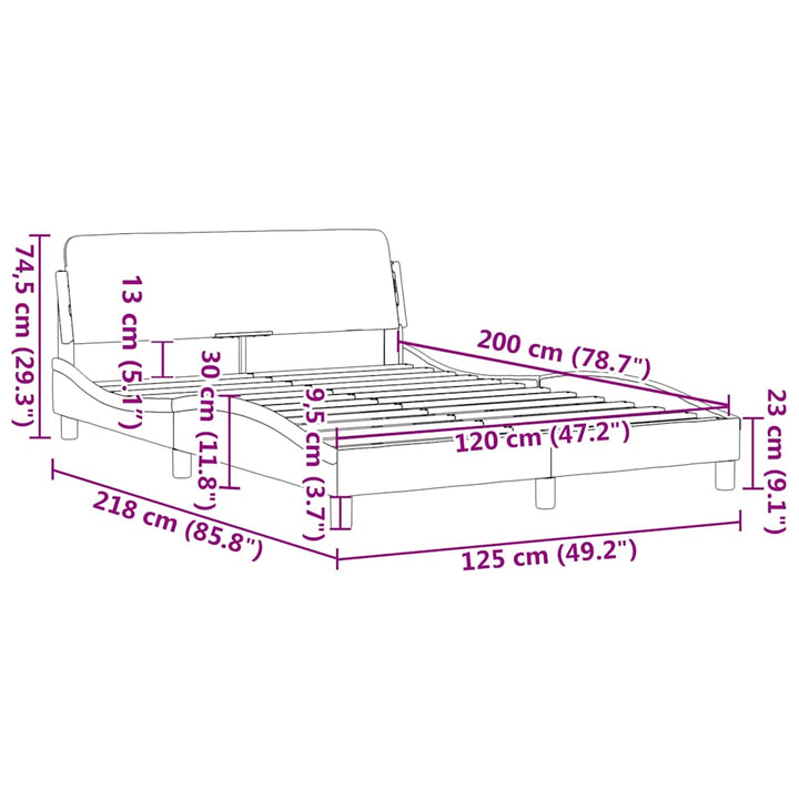sengeramme Dover 120x200 cm kunstlæder hvid og sort