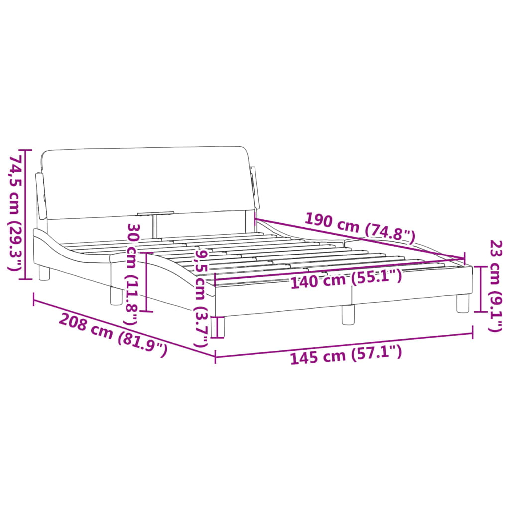 sengeramme Dover 140x190 cm stof sort