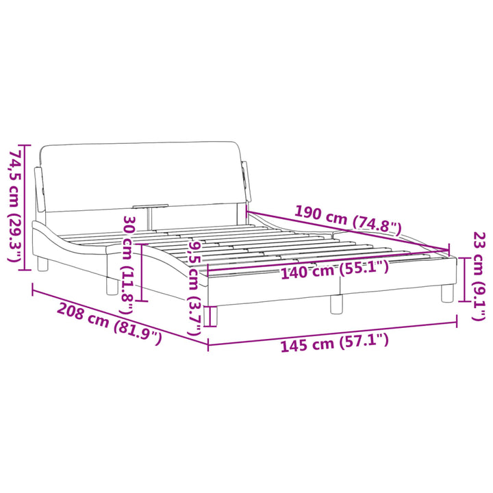 sengeramme Dover 140x190 cm stof cremefarvet