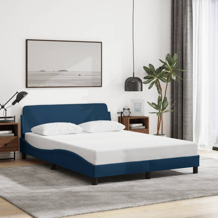 sengeramme med sengegavl Dover Blå 140x190 cm Stof