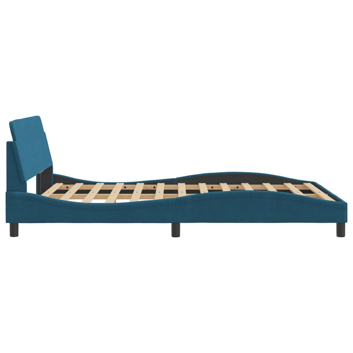 sengeramme med sengegavl Dover 140x190 cm velour blå