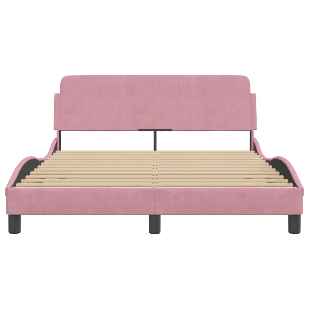 sengeramme med sengegavl Dover Pink 140x190 cm Fløjl