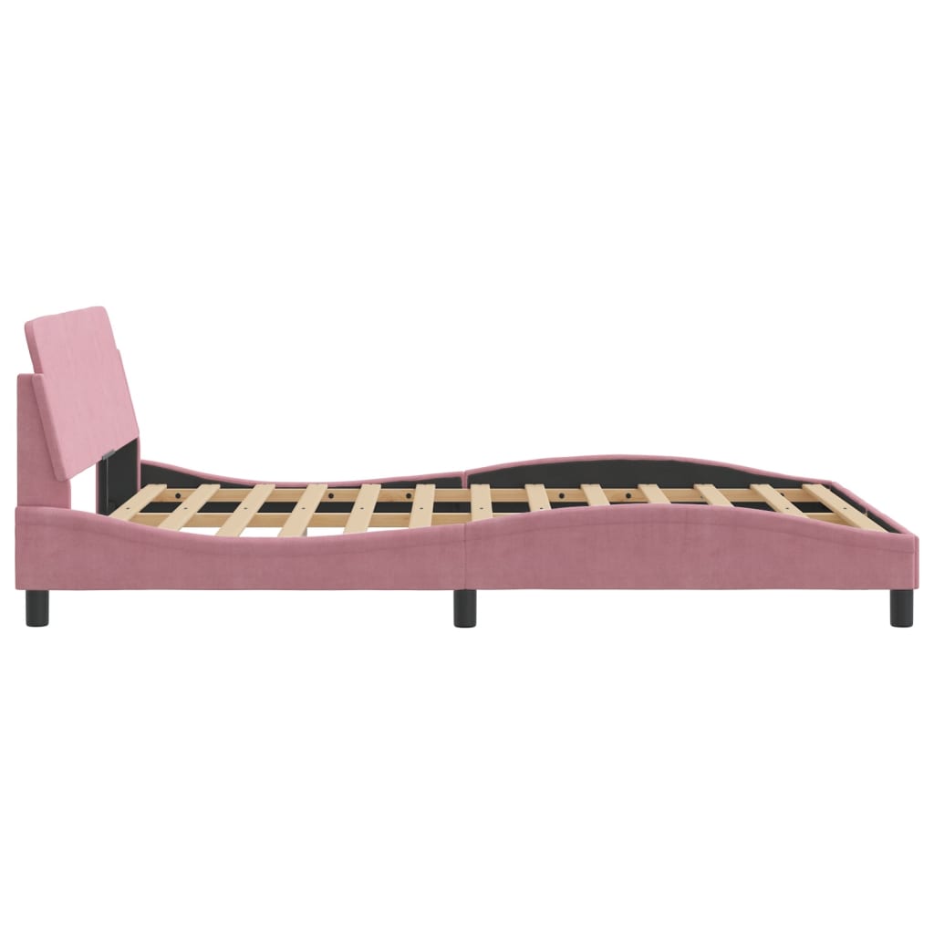 sengeramme med sengegavl Dover Pink 140x190 cm Fløjl